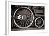 Steam Locomotive Wheel Detail In Warm Black And White-mishoo-Framed Art Print