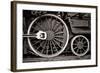 Steam Locomotive Wheel Detail In Warm Black And White-mishoo-Framed Art Print