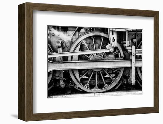 Steam Locomotive Wheels B&W-null-Framed Art Print