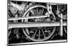 Steam Locomotive Wheels B&W-null-Mounted Art Print