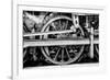 Steam Locomotive Wheels B&W-null-Framed Art Print