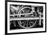 Steam Locomotive Wheels B&W-null-Framed Art Print