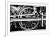 Steam Locomotive Wheels B&W-null-Framed Art Print