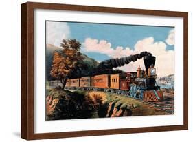 Steam Locomotive-Currier & Ives-Framed Art Print