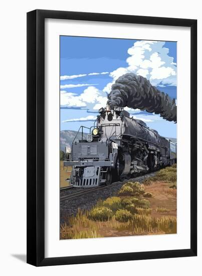 Steam Locomotive-Lantern Press-Framed Art Print