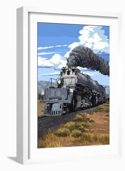 Steam Locomotive-Lantern Press-Framed Art Print