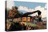 Steam Locomotive-Currier & Ives-Stretched Canvas