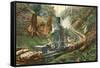 Steam Lumber Mill on Tracks-null-Framed Stretched Canvas