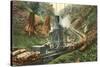 Steam Lumber Mill on Tracks-null-Stretched Canvas