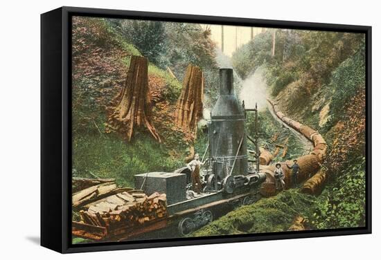 Steam Lumber Mill on Tracks-null-Framed Stretched Canvas