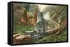 Steam Lumber Mill on Tracks-null-Framed Stretched Canvas