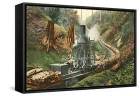 Steam Lumber Mill on Tracks-null-Framed Stretched Canvas