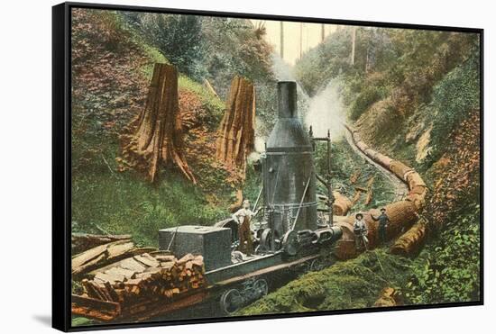 Steam Lumber Mill on Tracks-null-Framed Stretched Canvas