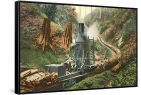Steam Lumber Mill on Tracks-null-Framed Stretched Canvas