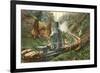 Steam Lumber Mill on Tracks-null-Framed Premium Giclee Print