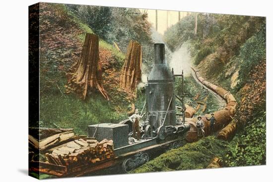 Steam Lumber Mill on Tracks-null-Stretched Canvas