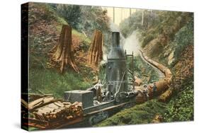 Steam Lumber Mill on Tracks-null-Stretched Canvas