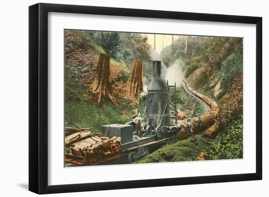 Steam Lumber Mill on Tracks-null-Framed Art Print