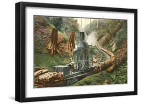 Steam Lumber Mill on Tracks-null-Framed Art Print