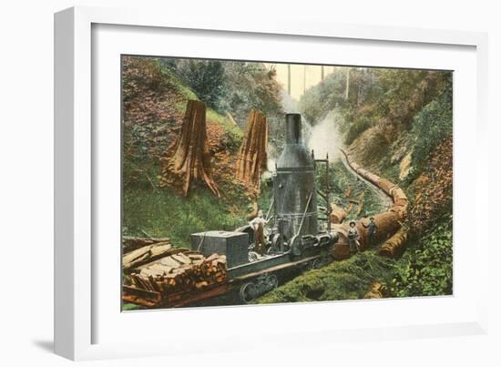 Steam Lumber Mill on Tracks-null-Framed Art Print