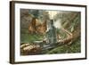 Steam Lumber Mill on Tracks-null-Framed Art Print