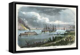 Steam-Packet and Tug-Boat on the Mississippi, USA, C1875-null-Framed Stretched Canvas