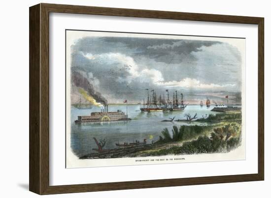 Steam-Packet and Tug-Boat on the Mississippi, USA, C1875-null-Framed Giclee Print