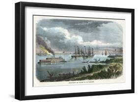 Steam-Packet and Tug-Boat on the Mississippi, USA, C1875-null-Framed Giclee Print