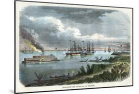 Steam-Packet and Tug-Boat on the Mississippi, USA, C1875-null-Mounted Giclee Print
