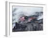 Steam Plumes from Hot Lava Flowing onto Beach and into the Ocean-Ethel Davies-Framed Photographic Print