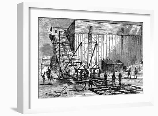 Steam-Powered Ice Elevator, Hudson River Near New York, USA, 1875-null-Framed Giclee Print