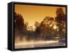 Steam Rises off Pond at Pioneer Park at Sunrise, Washington, USA-Brent Bergherm-Framed Stretched Canvas