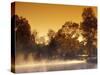 Steam Rises off Pond at Pioneer Park at Sunrise, Washington, USA-Brent Bergherm-Stretched Canvas