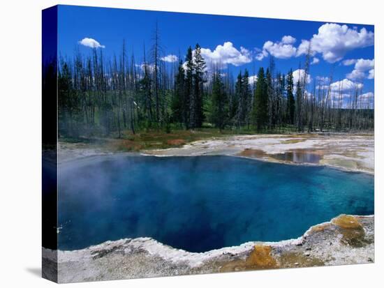 Steam Rising from Abyss Pool in West Thumb Geyser Basin, Yellowstone National Park, USA-John Elk III-Stretched Canvas