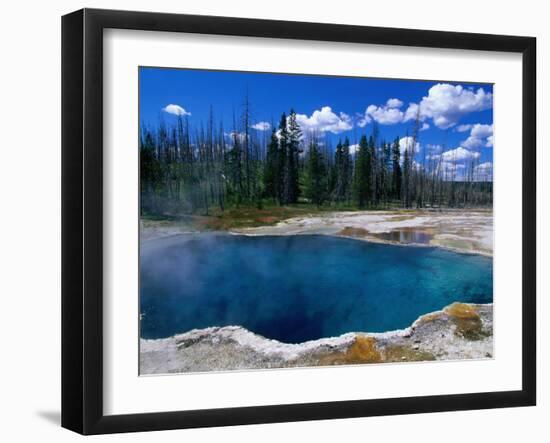 Steam Rising from Abyss Pool in West Thumb Geyser Basin, Yellowstone National Park, USA-John Elk III-Framed Premium Photographic Print