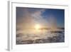 Steam Rising from Geothermal Pools at Sunrise in Winter, Geysir, Haukardalur Valley-Lee Frost-Framed Photographic Print