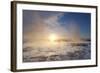 Steam Rising from Geothermal Pools at Sunrise in Winter, Geysir, Haukardalur Valley-Lee Frost-Framed Photographic Print