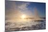 Steam Rising from Geothermal Pools at Sunrise in Winter, Geysir, Haukardalur Valley-Lee Frost-Mounted Photographic Print