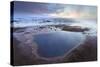 Steam Rising from Geothermal Pools at Sunrise in Winter, Geysir, Haukardalur Valley-Lee Frost-Stretched Canvas