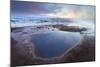 Steam Rising from Geothermal Pools at Sunrise in Winter, Geysir, Haukardalur Valley-Lee Frost-Mounted Photographic Print