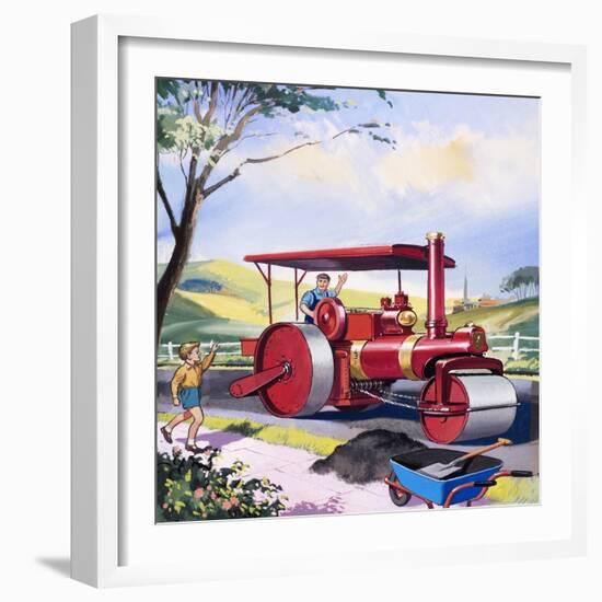 Steam Roller Driver-null-Framed Giclee Print
