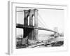 Steam Ship Passing Underneath Brooklyn Bridge-null-Framed Photographic Print