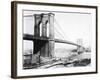 Steam Ship Passing Underneath Brooklyn Bridge-null-Framed Photographic Print