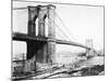 Steam Ship Passing Underneath Brooklyn Bridge-null-Mounted Photographic Print