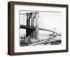 Steam Ship Passing Underneath Brooklyn Bridge-null-Framed Photographic Print