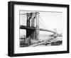 Steam Ship Passing Underneath Brooklyn Bridge-null-Framed Photographic Print