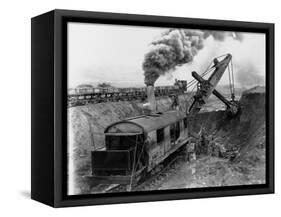 Steam Shovel Digging Ditch for Western Pacific Railroad-null-Framed Stretched Canvas