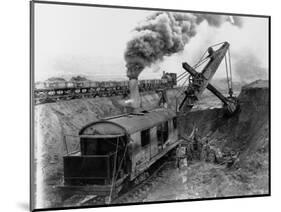 Steam Shovel Digging Ditch for Western Pacific Railroad-null-Mounted Photographic Print