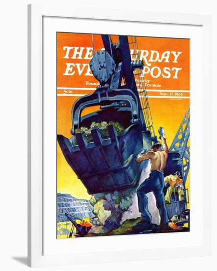 "Steam Shovel," Saturday Evening Post Cover, September 17, 1938-Ski Weld-Framed Giclee Print