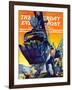 "Steam Shovel," Saturday Evening Post Cover, September 17, 1938-Ski Weld-Framed Giclee Print